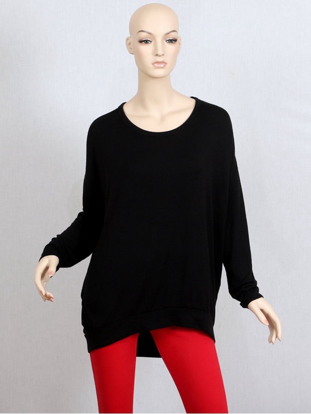 Free People Black Oversized Long-Sleeve Sweatshirt Large